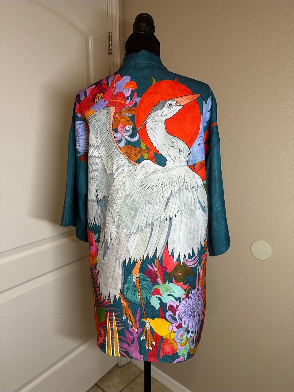 Teal Open-Front Lightweight Kimono Style